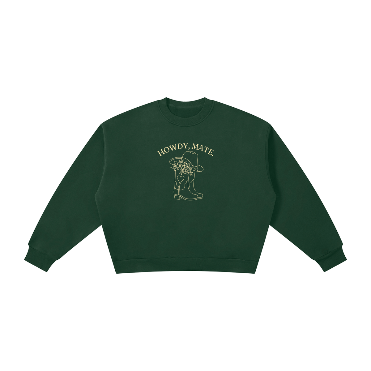 Howdy, Mate | Ladies’ Oversized Crewneck | Buttercream