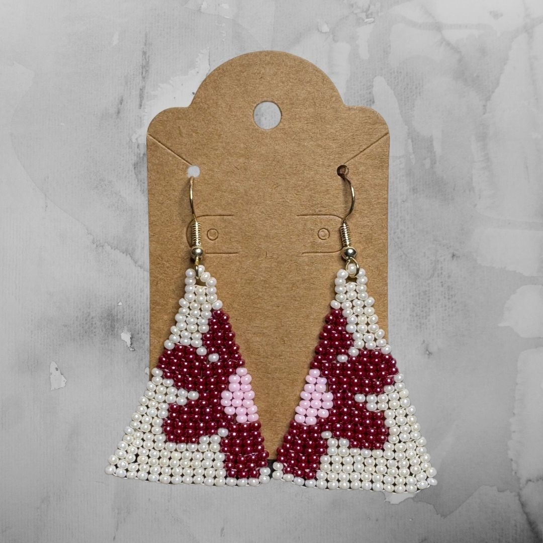 Flower Earrings - Maroon and Pink