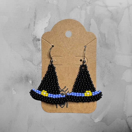 Witch Hat Earrings - Black, Purple and Yellow