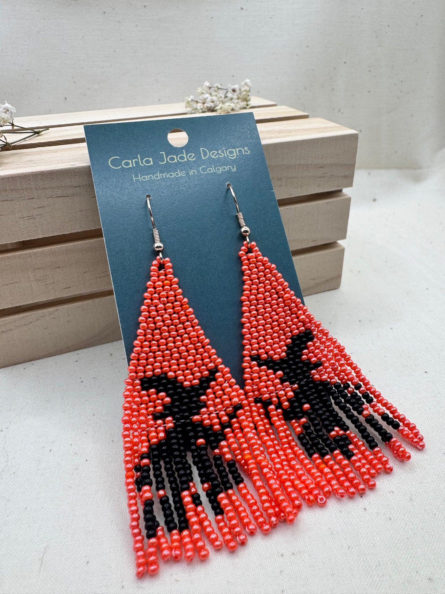 Witch on Broomstick Earrings - Orange and Black