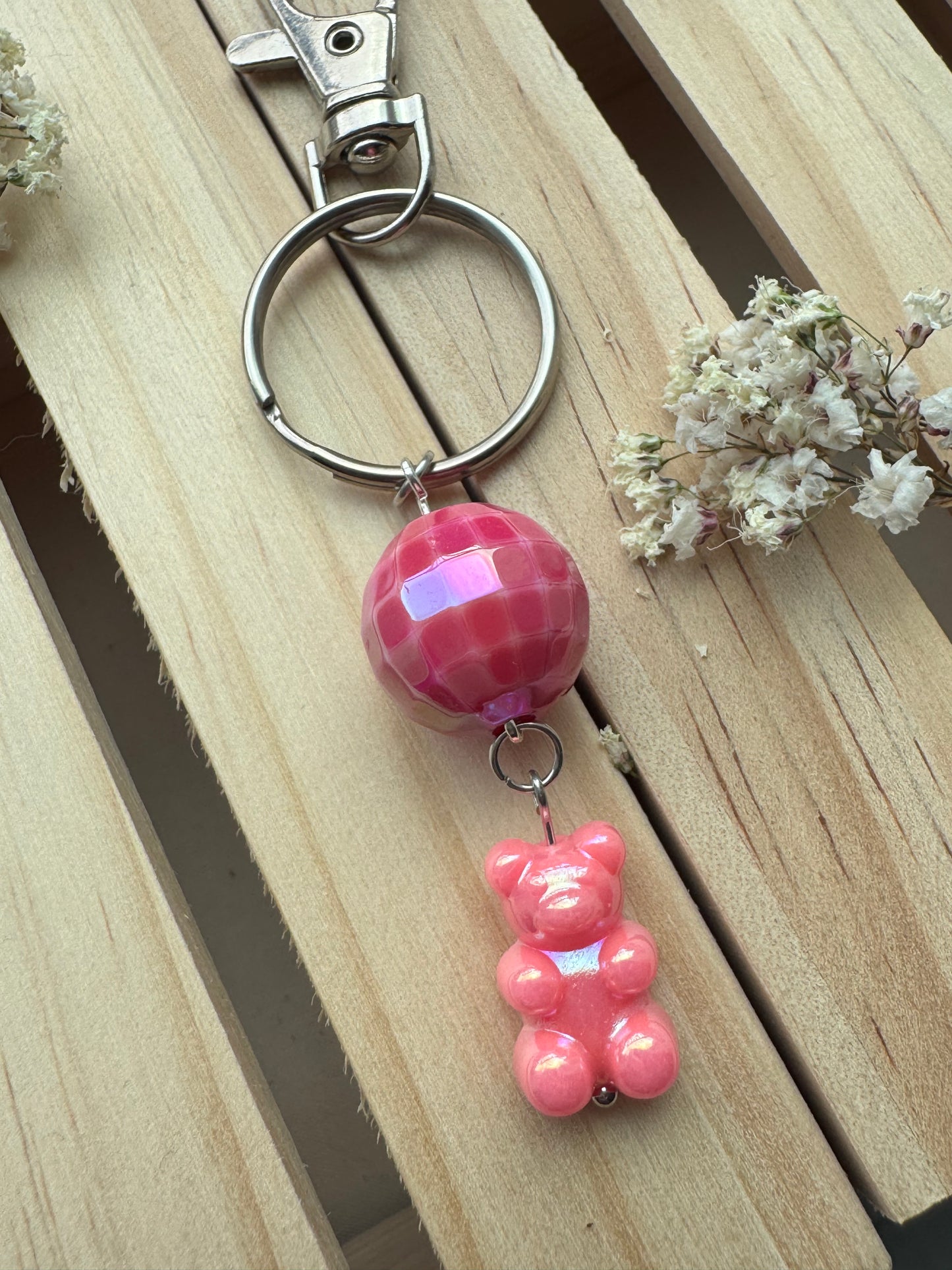 Disco Bear - Key Ring - Dark Pink