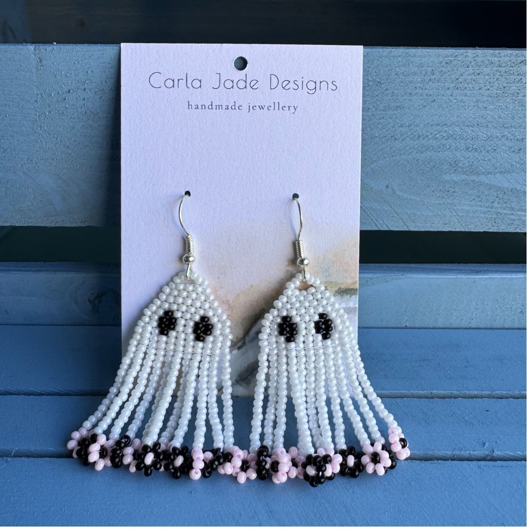Ghost Earrings - Pink and Black