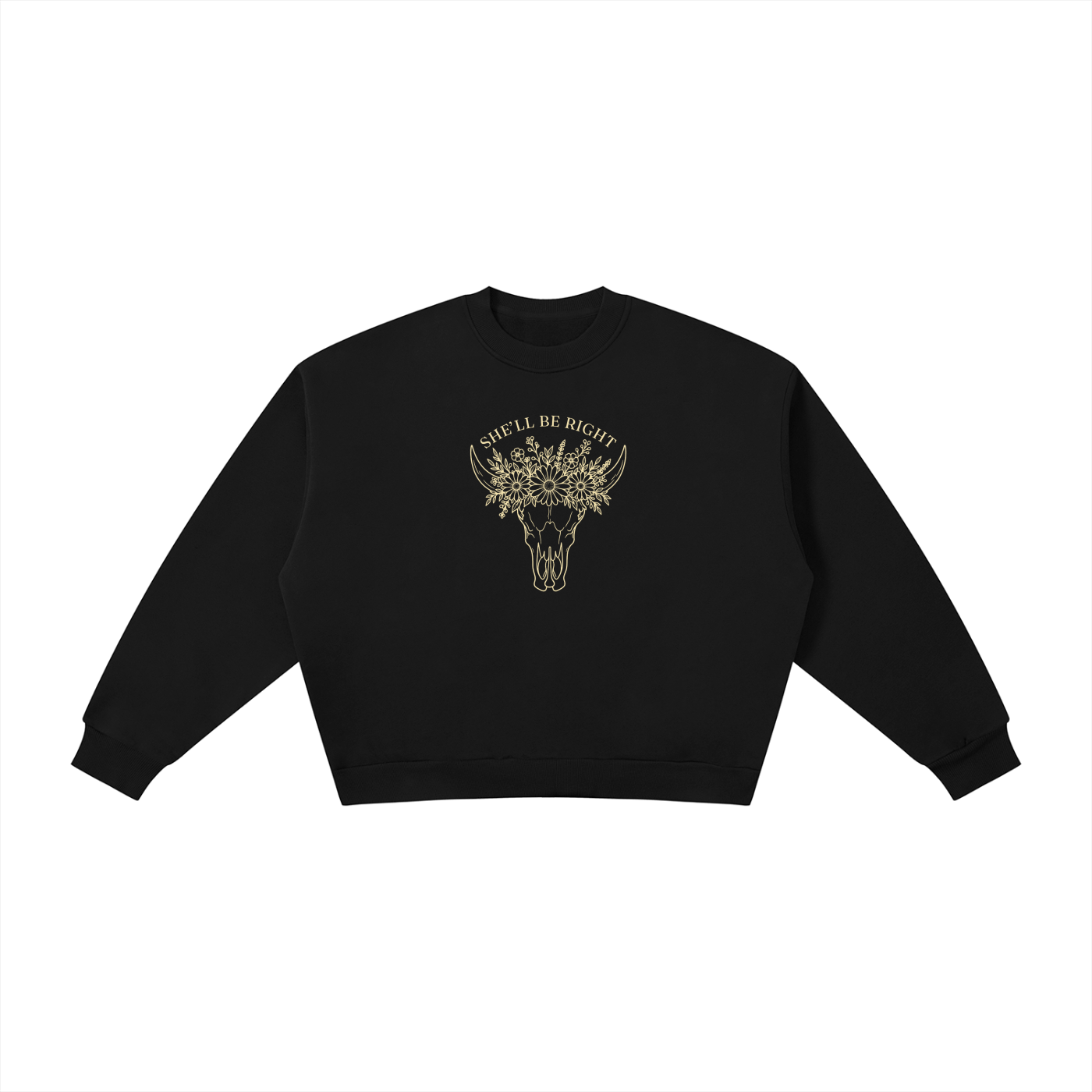 She’ll Be Right | Ladies’ Oversized Crewneck | Buttercream