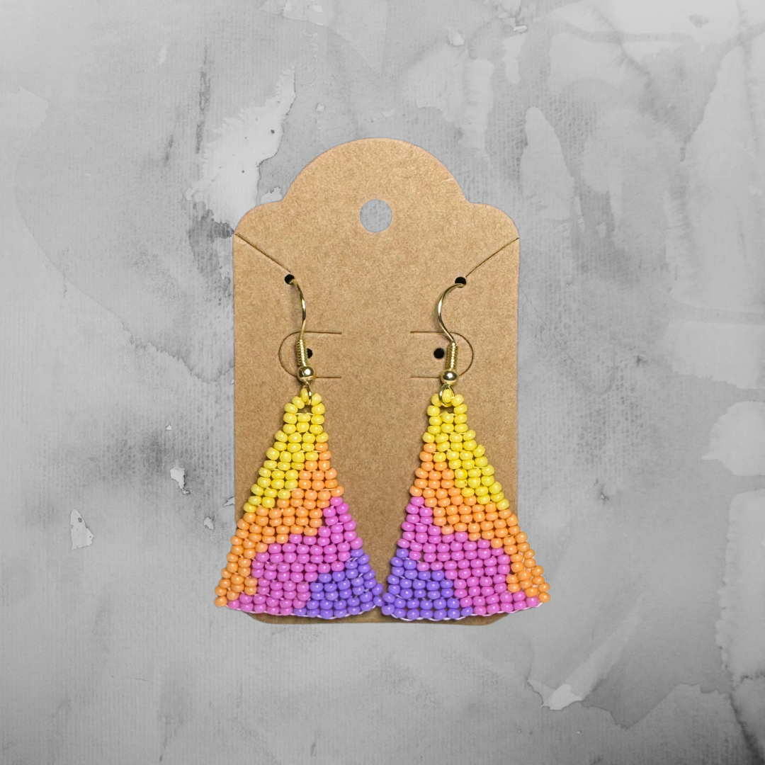 Wavy Earrings - Yellow, Orange, Pink & Purple