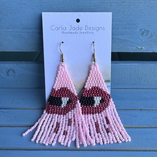 Vampire Earrings - Pink & Maroon