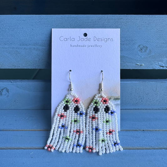 Ghost Earrings - Orange, Green and Purple