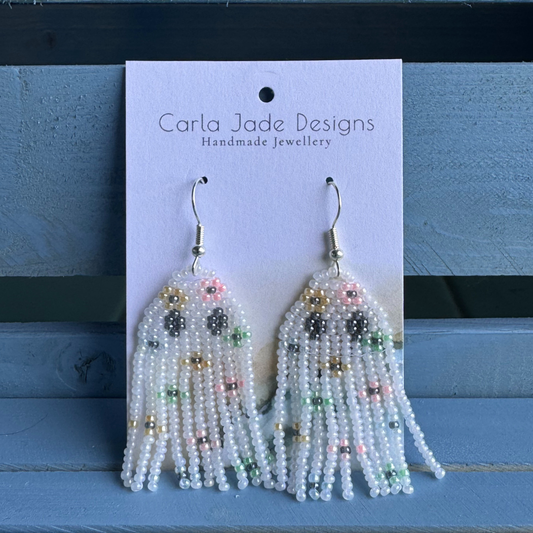 Ghost Flower Earrings - Transparent Yellow, Pink, Blue & Green