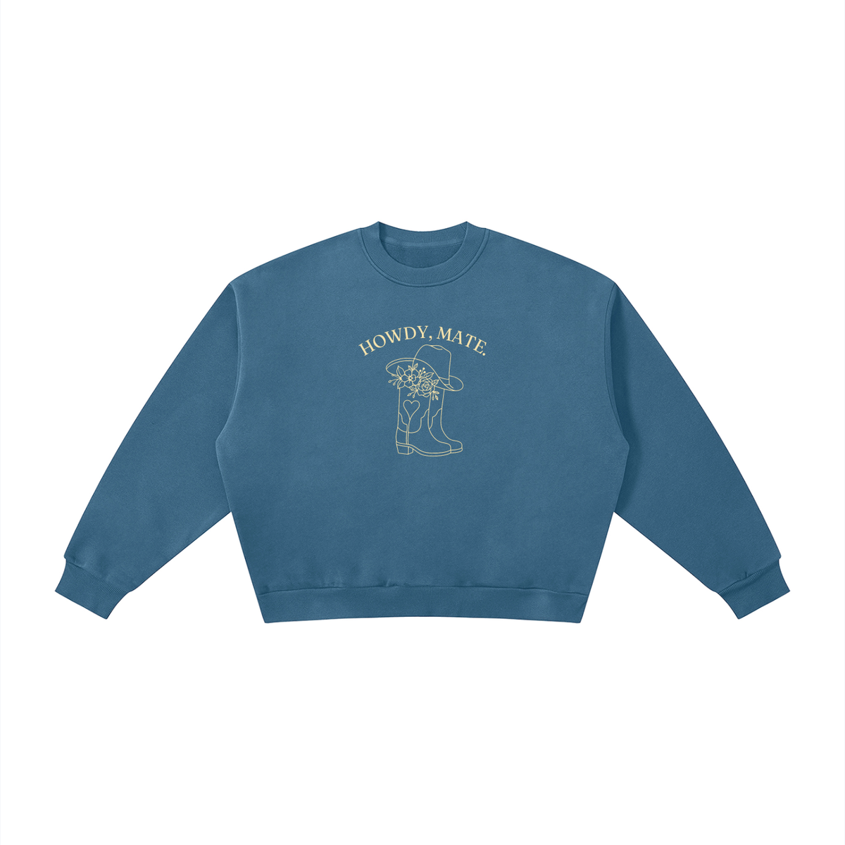 Howdy, Mate | Ladies’ Oversized Crewneck | Buttercream