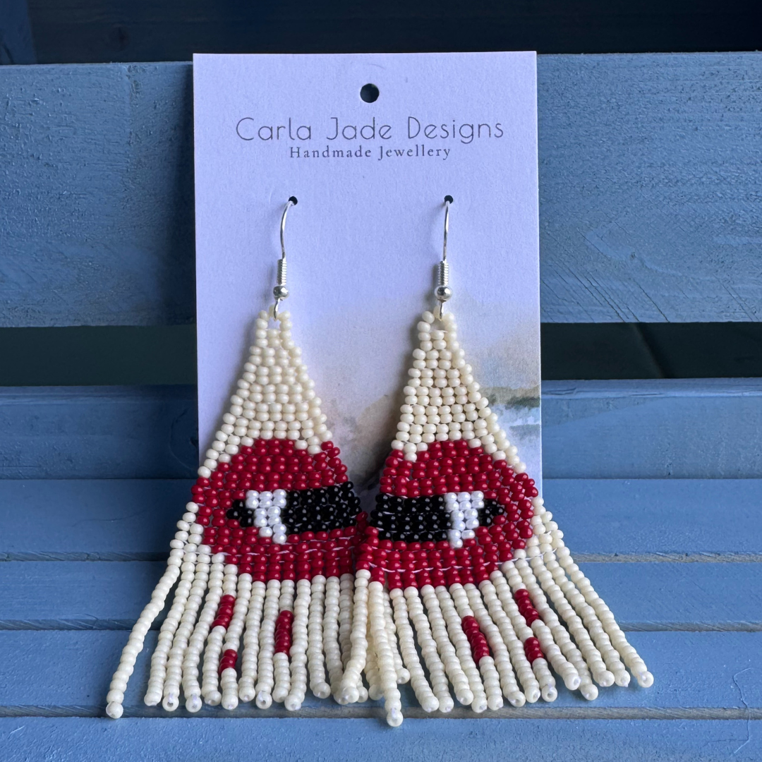 Vampire Earrings - Red and Bone