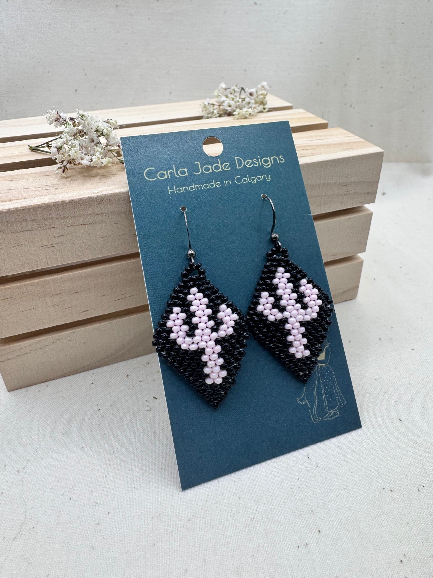 Cactus Earrings - Pink & Black
