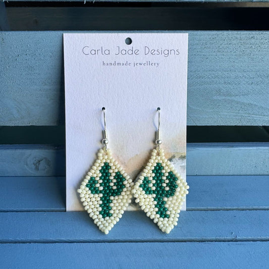 Cactus Earrings - Green and Cream