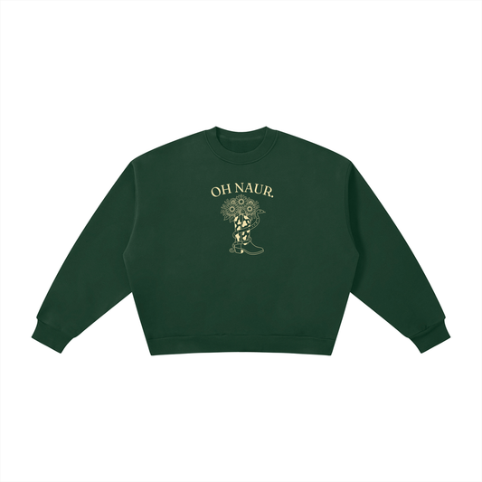 Oh Naur | Ladies’ Oversized Crewneck | Buttercream