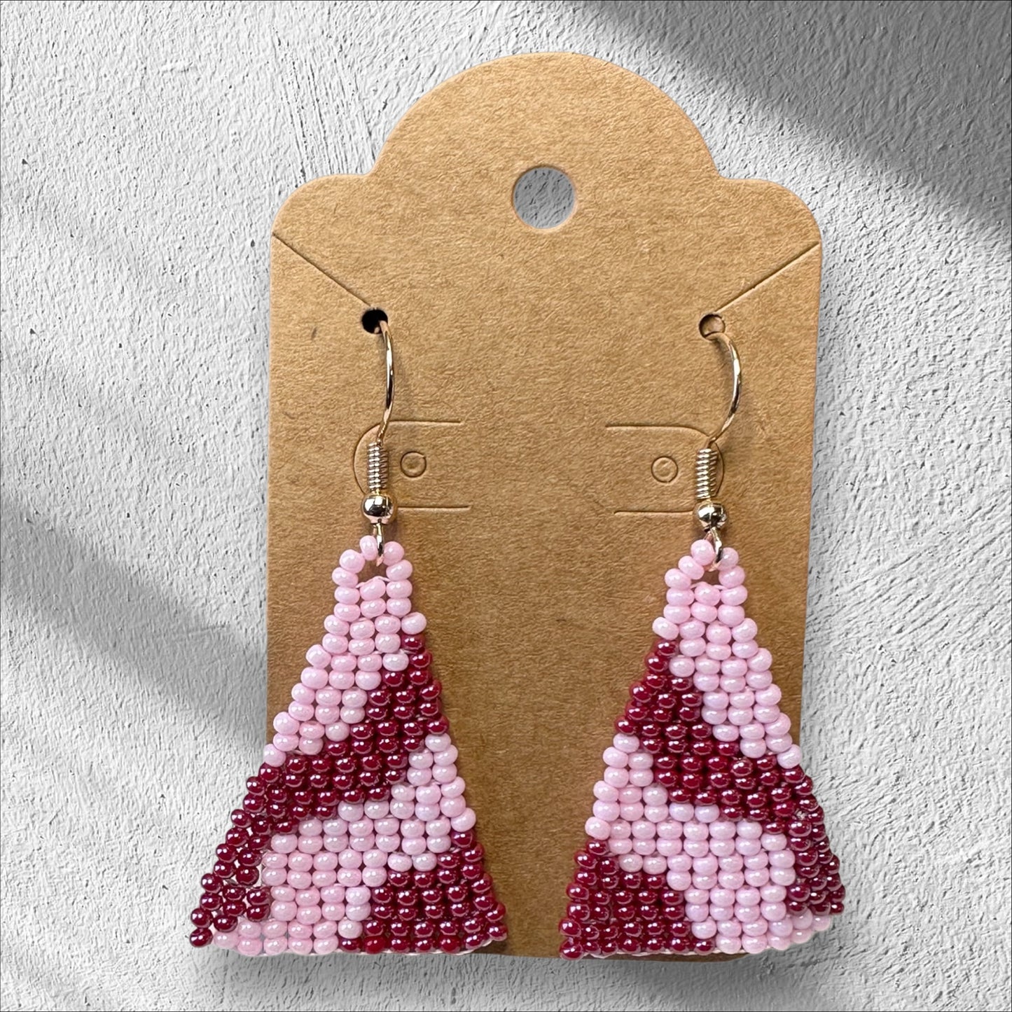 Wavy Earrings - Pink & Maroon