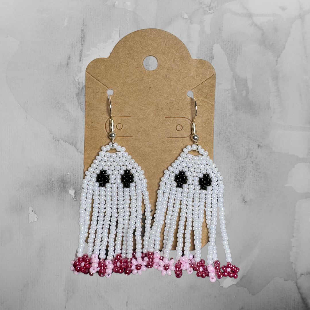 Ghost Earrings - Pink and Maroon