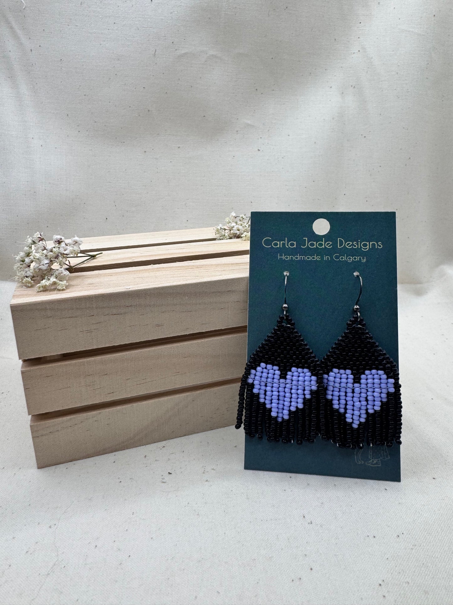 Heart Earrings - Black and Purple
