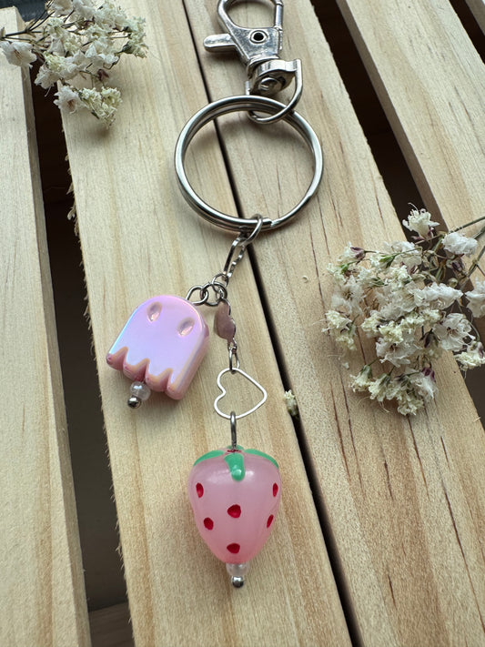 Strawberry Ghost - Key Ring - Pink