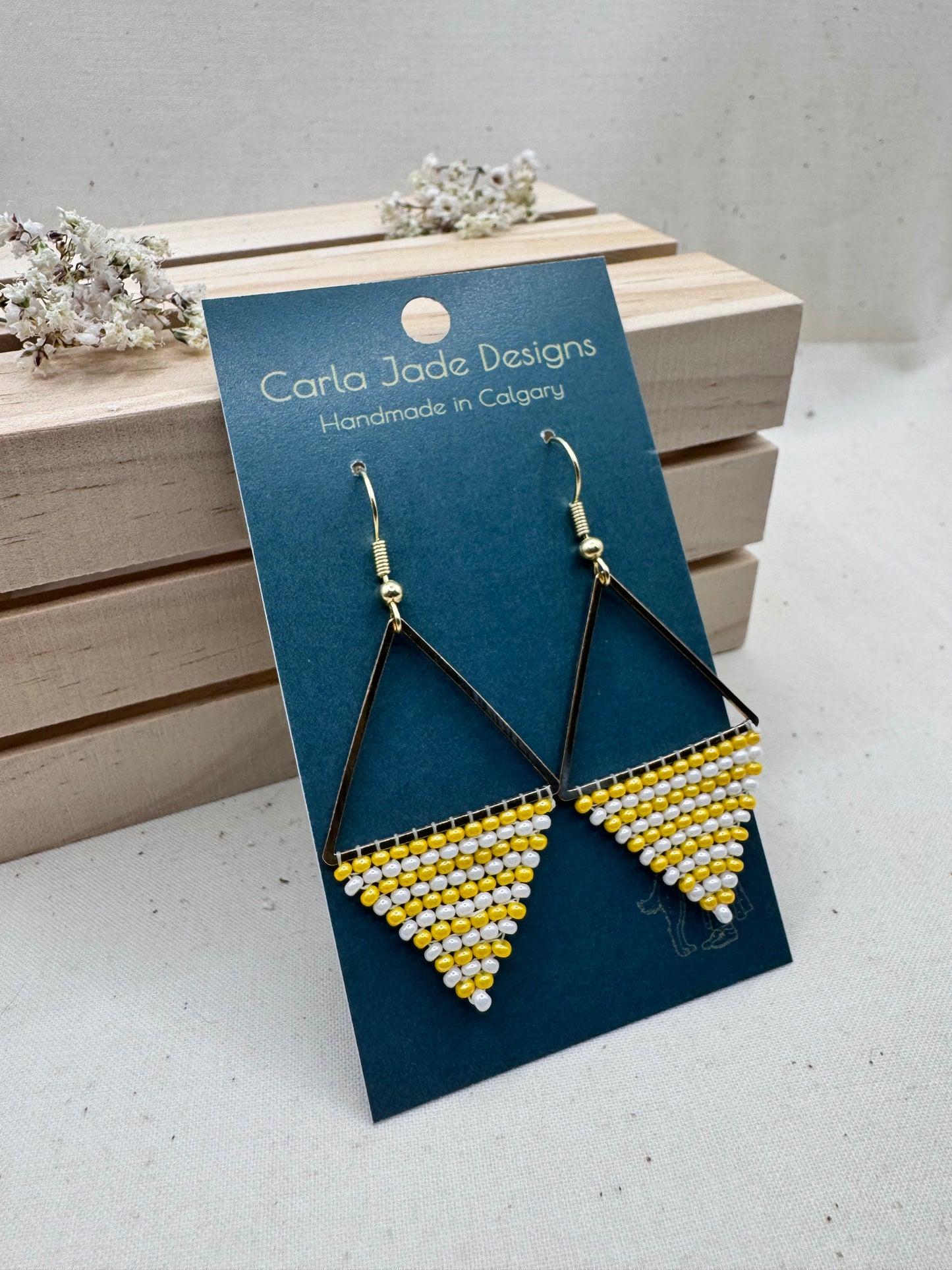 Triangle Hoop Earrings - Sunbeam Stripe