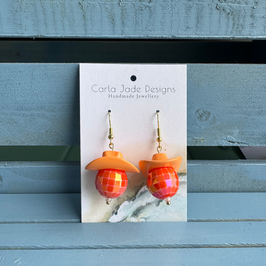 Disco Cowboy Earrings - Orange