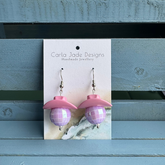 Disco Cowboy Earrings - Pink & Purple