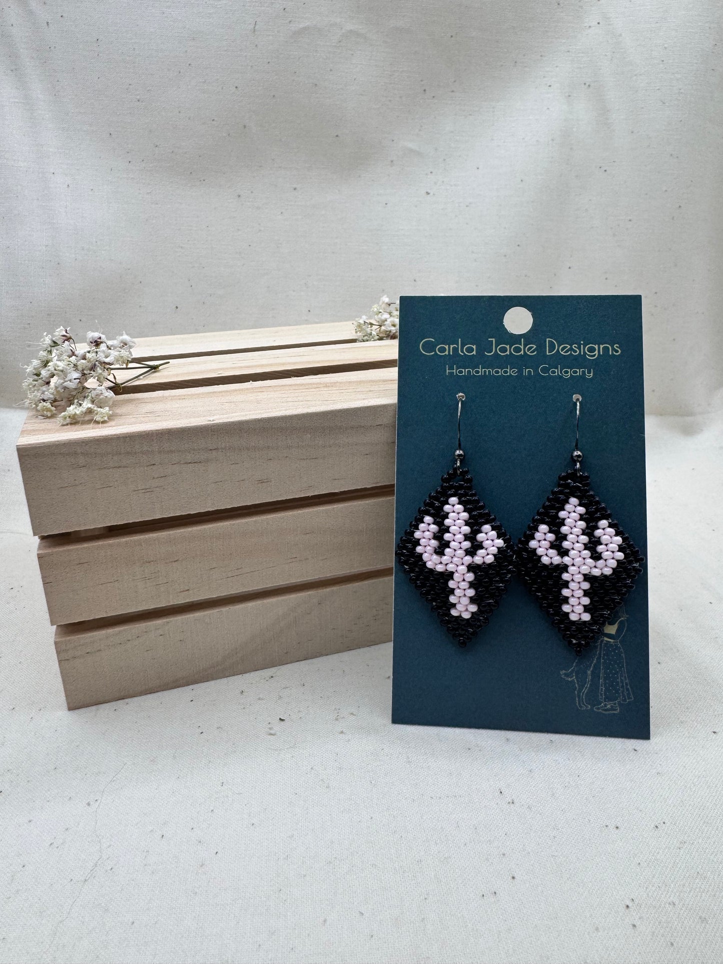 Cactus Earrings - Pink & Black