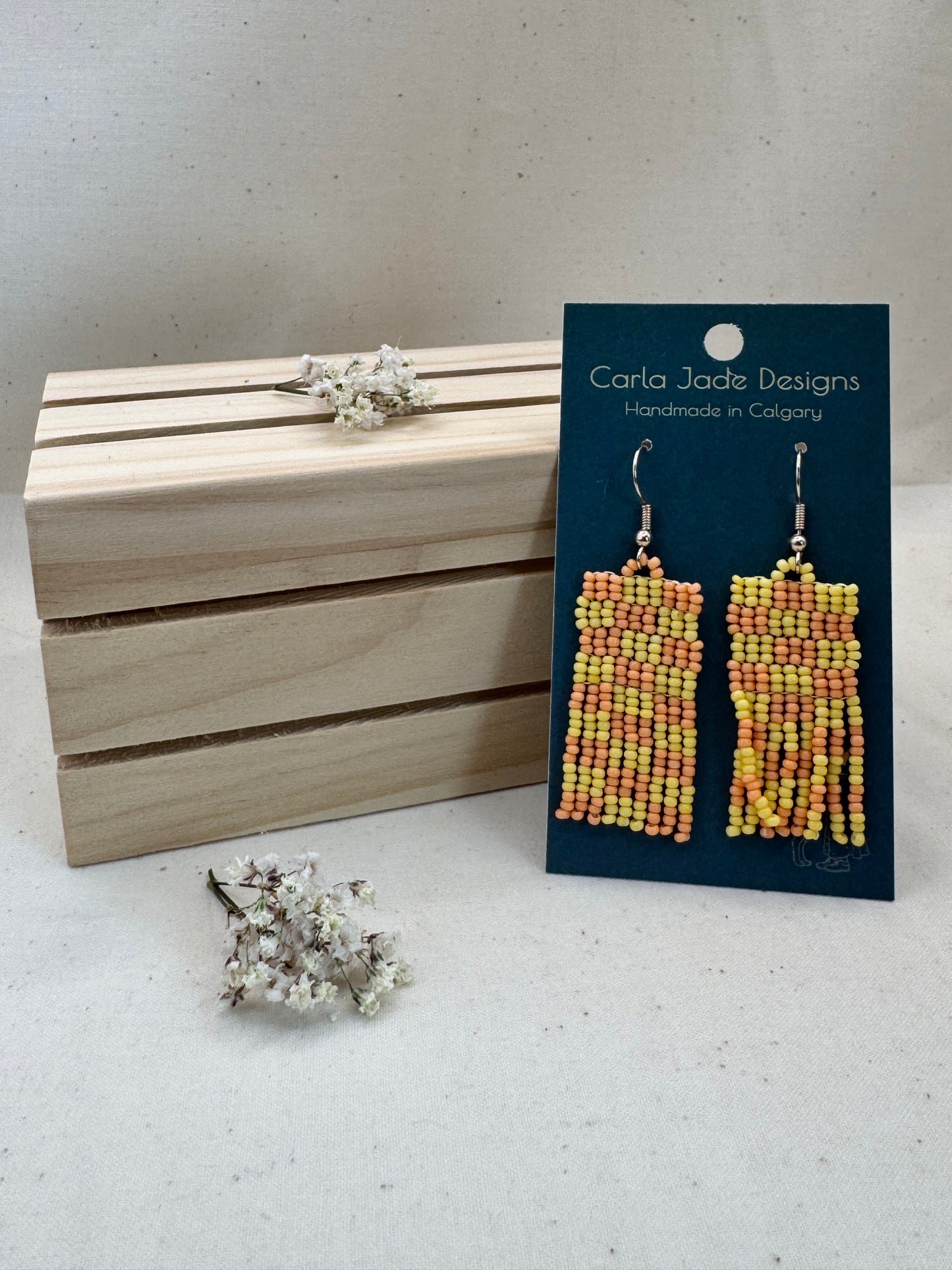 Checkered Earrings - Yellow and Orange
