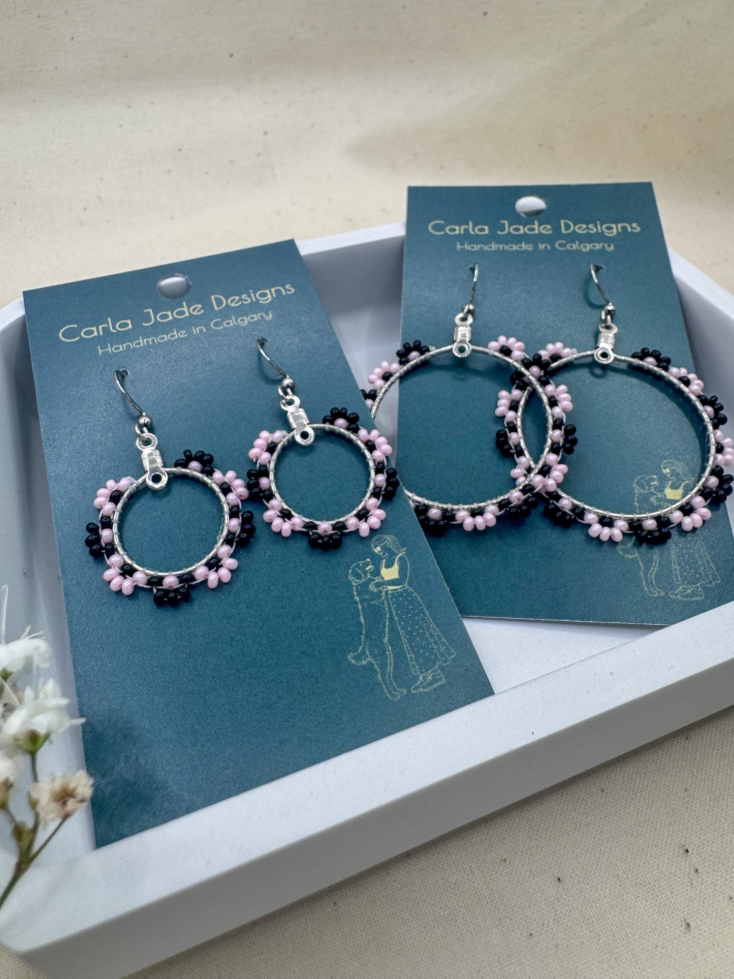 Bloom Hoop Earrings - Midnight Blush