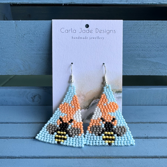 Bee Earrings - Blue and Orange
