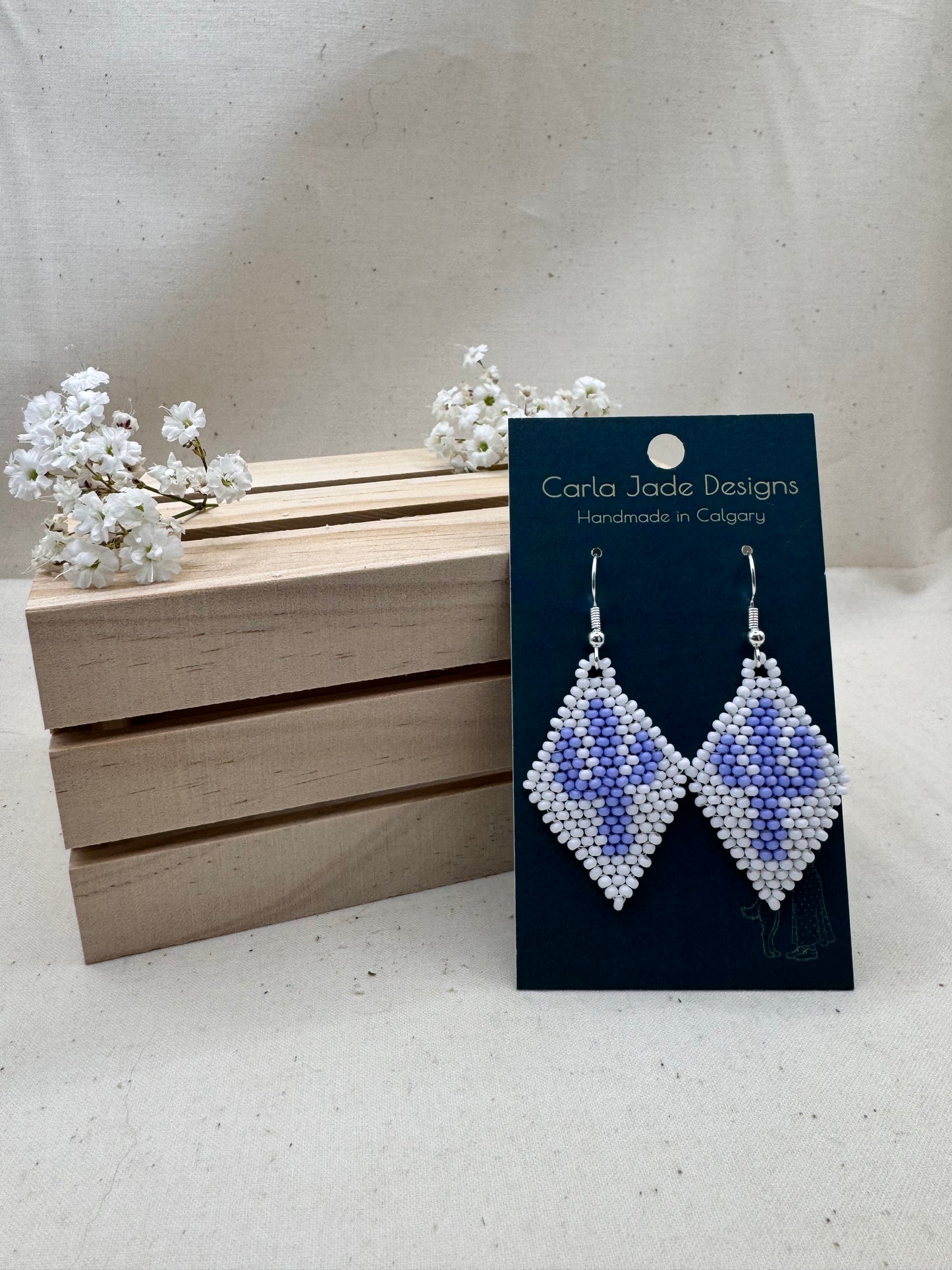 Cactus Earrings - Purple and White
