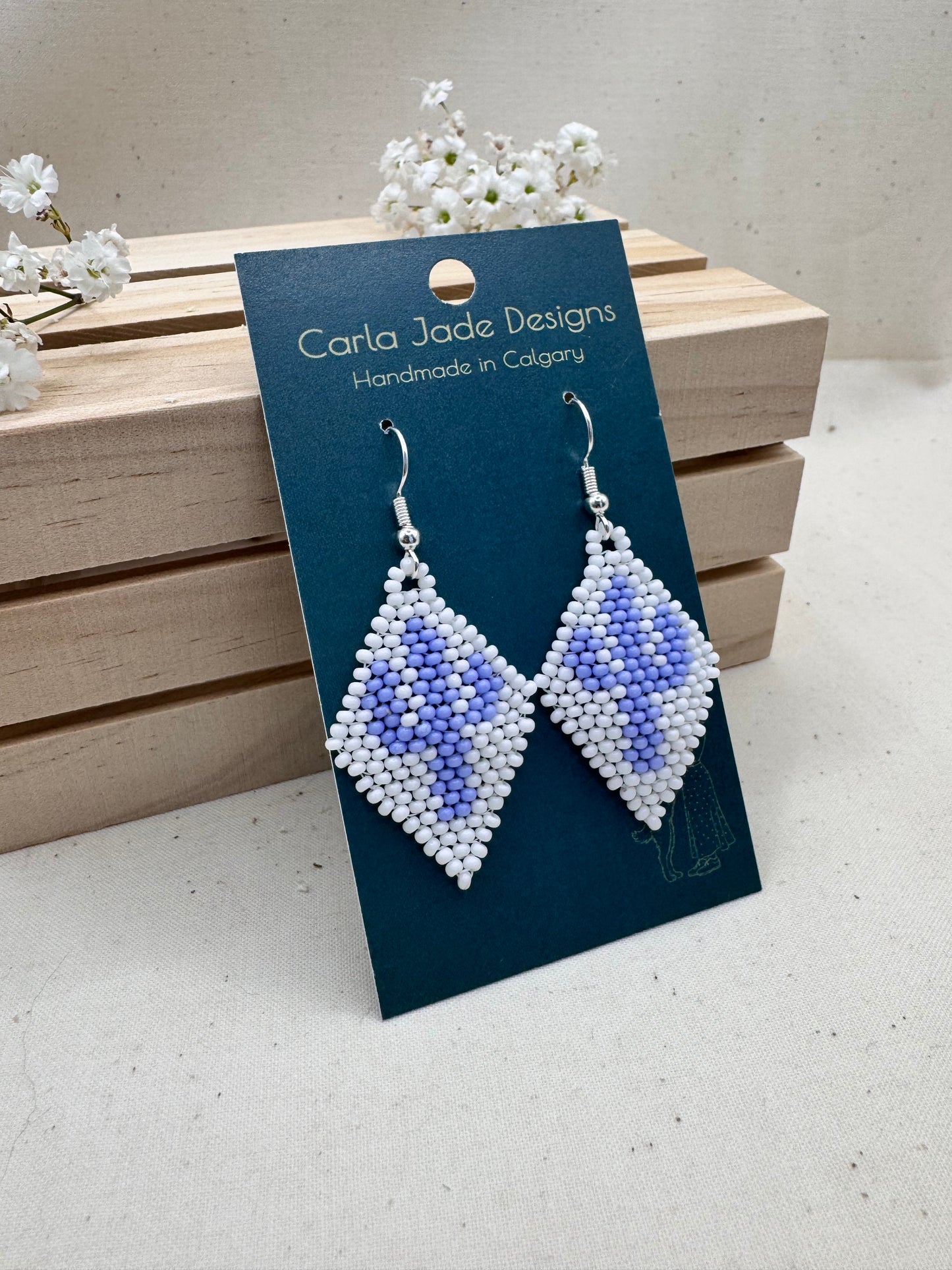 Cactus Earrings - Purple and White