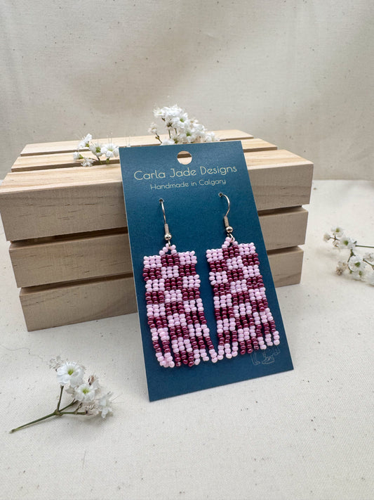 Checkered Earrings - Berry Rosé