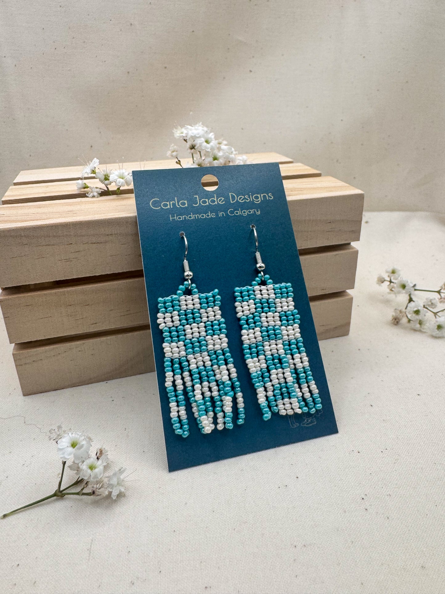Checkered Earrings - Saltwater Breeze