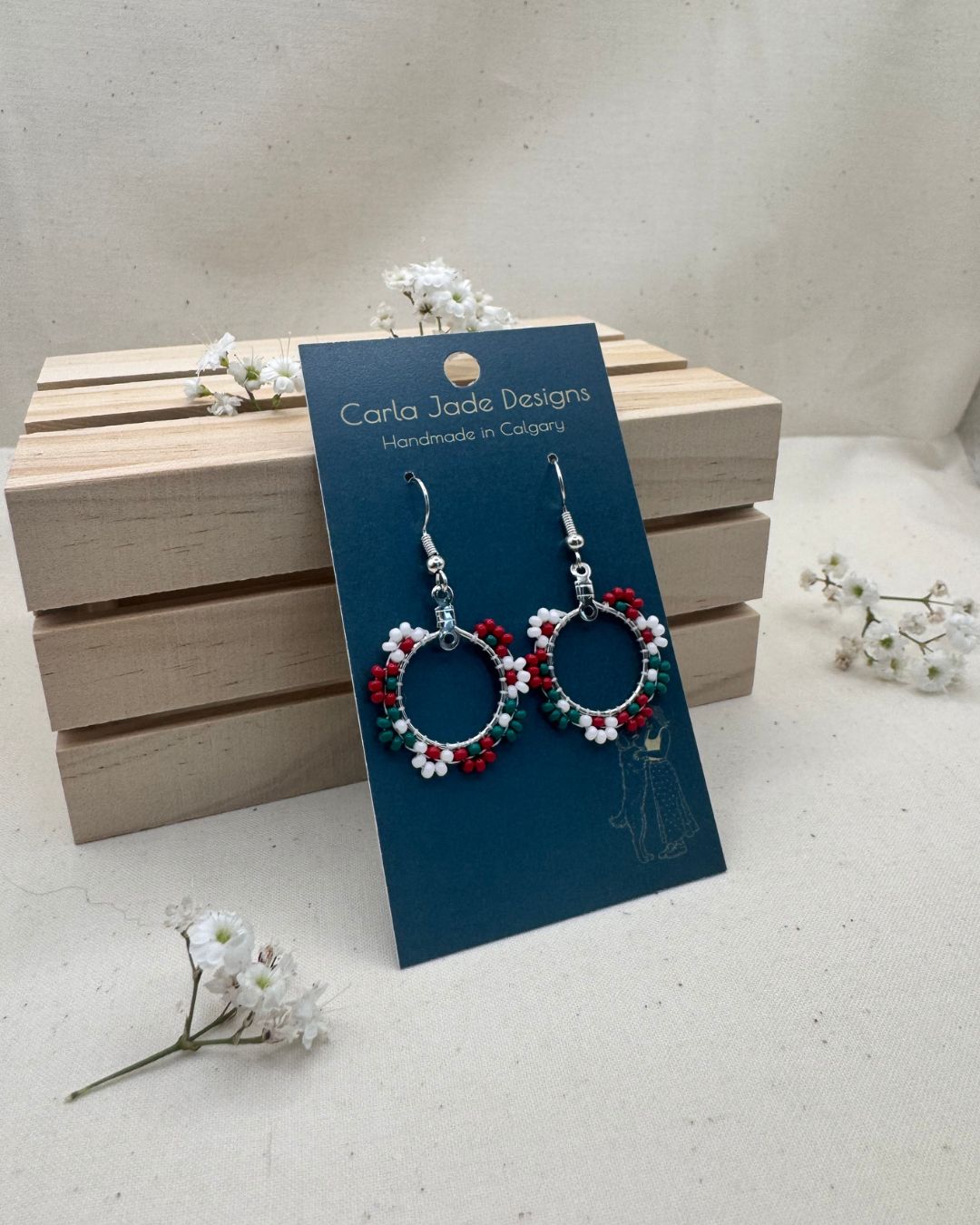 Bloom Hoop Earrings - Mistletoe
