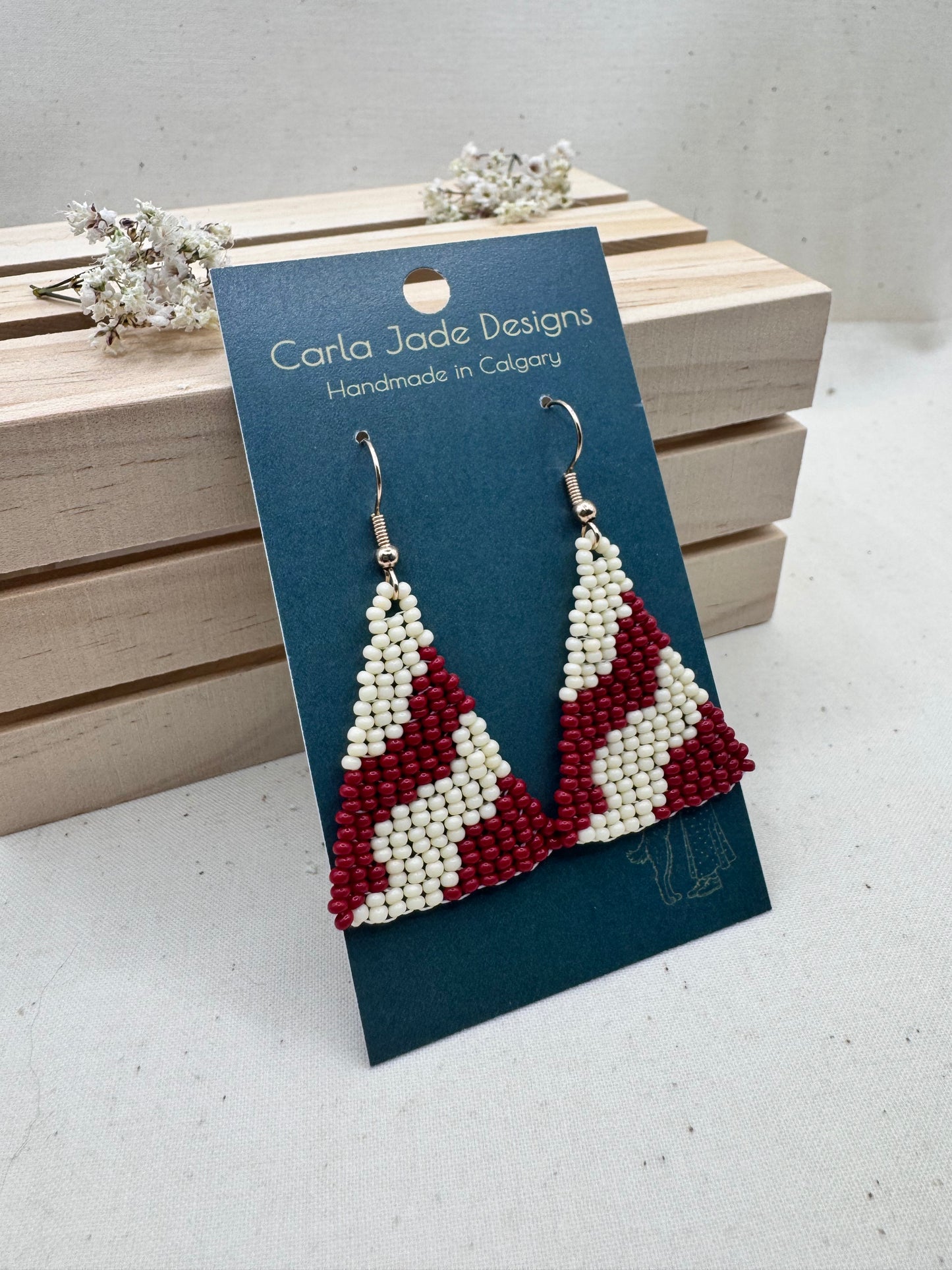 Colourwave Earrings - Red and Bone