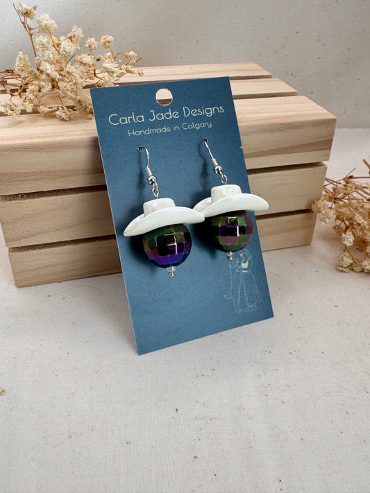 Midnight Rodeo Earrings - White & Black handmade in Calgary by Carla Jade Designs