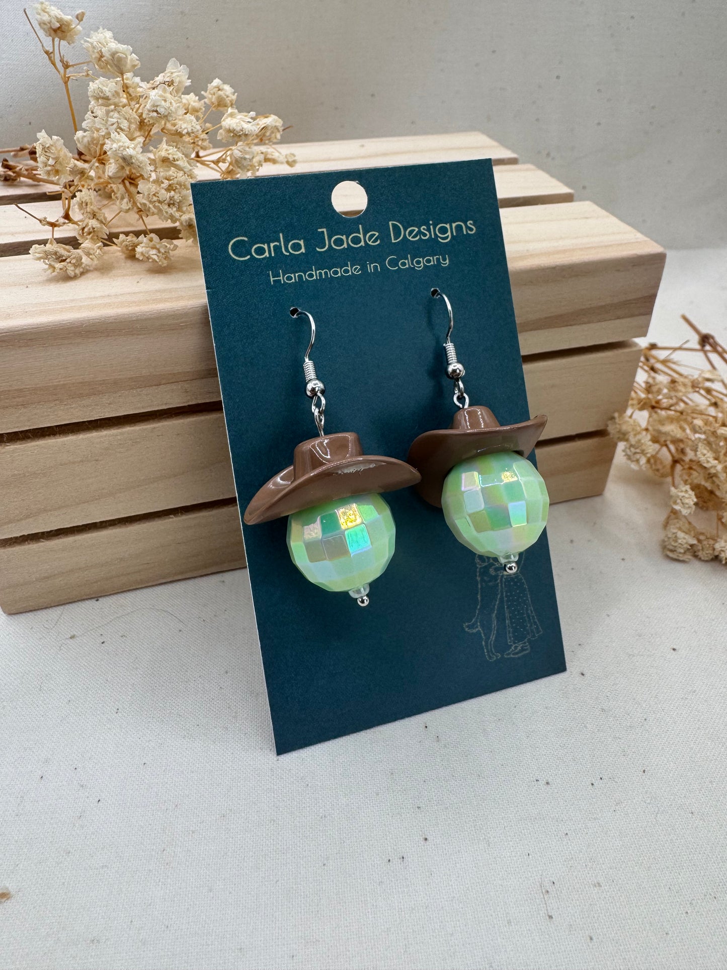 Midnight Rodeo Earrings - Brown & Light Green
