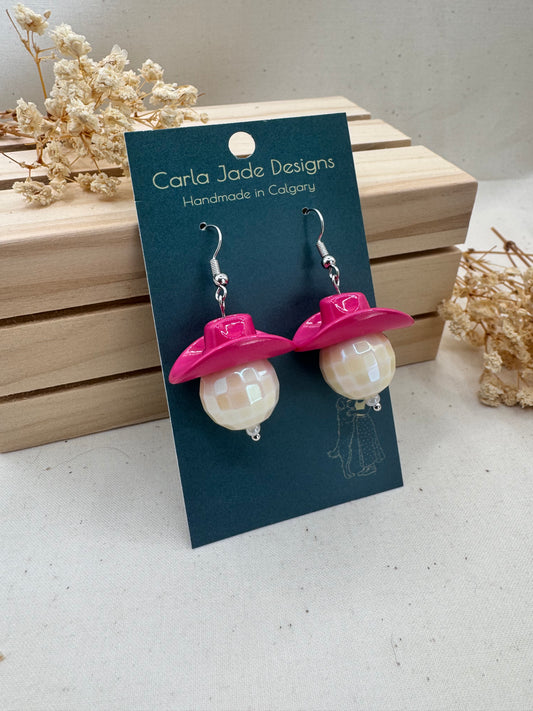 Midnight Rodeo Earrings - Dark Pink & Cream
