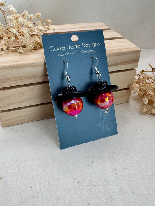 Midnight Rodeo Earrings - Black & Red handmade in Calgary by Carla Jade Designs