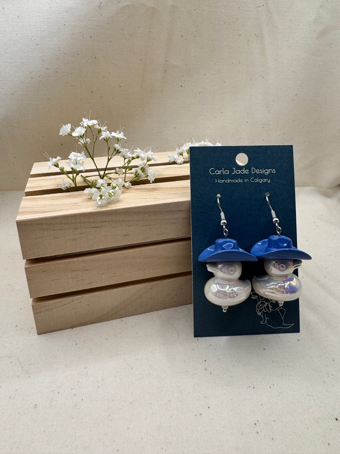 Howdy Duck Earrings - Bluebell Pearl