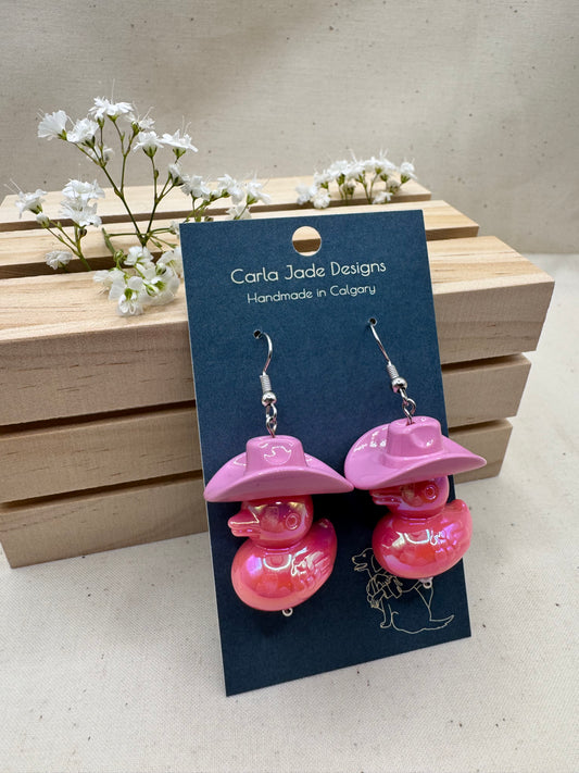 Howdy Duck Earrings - Pink