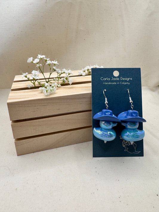 Howdy Duck Earrings - Blue