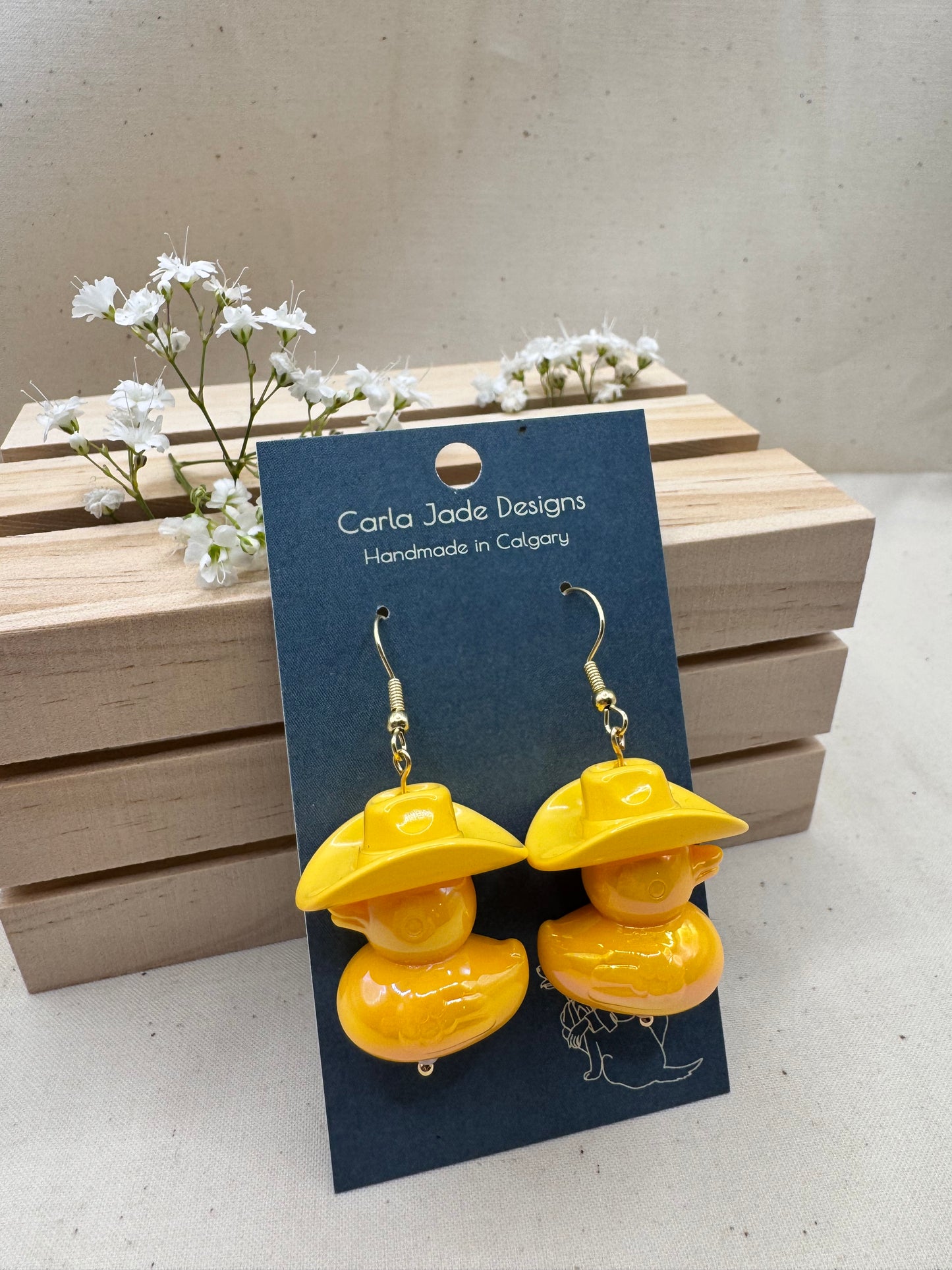 Howdy Duck Earrings - Yellow