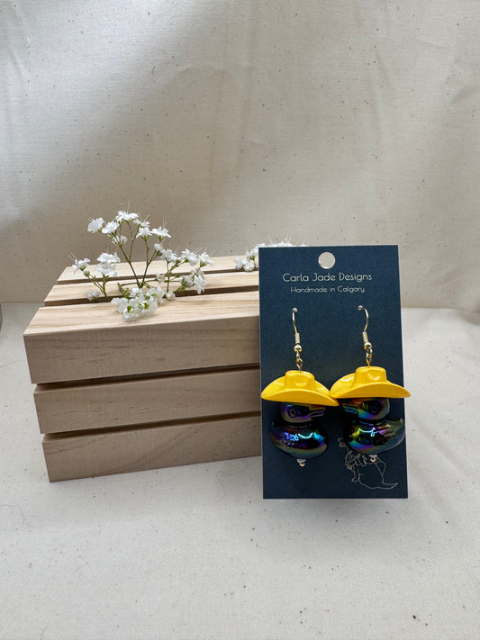 Howdy Duck Earrings - Yellow & Black