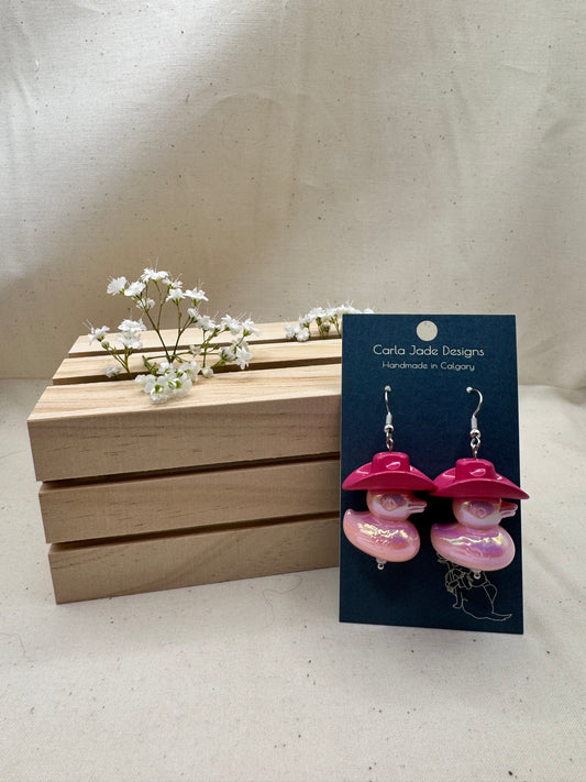 Howdy Duck Earrings - D Pink & L Pink