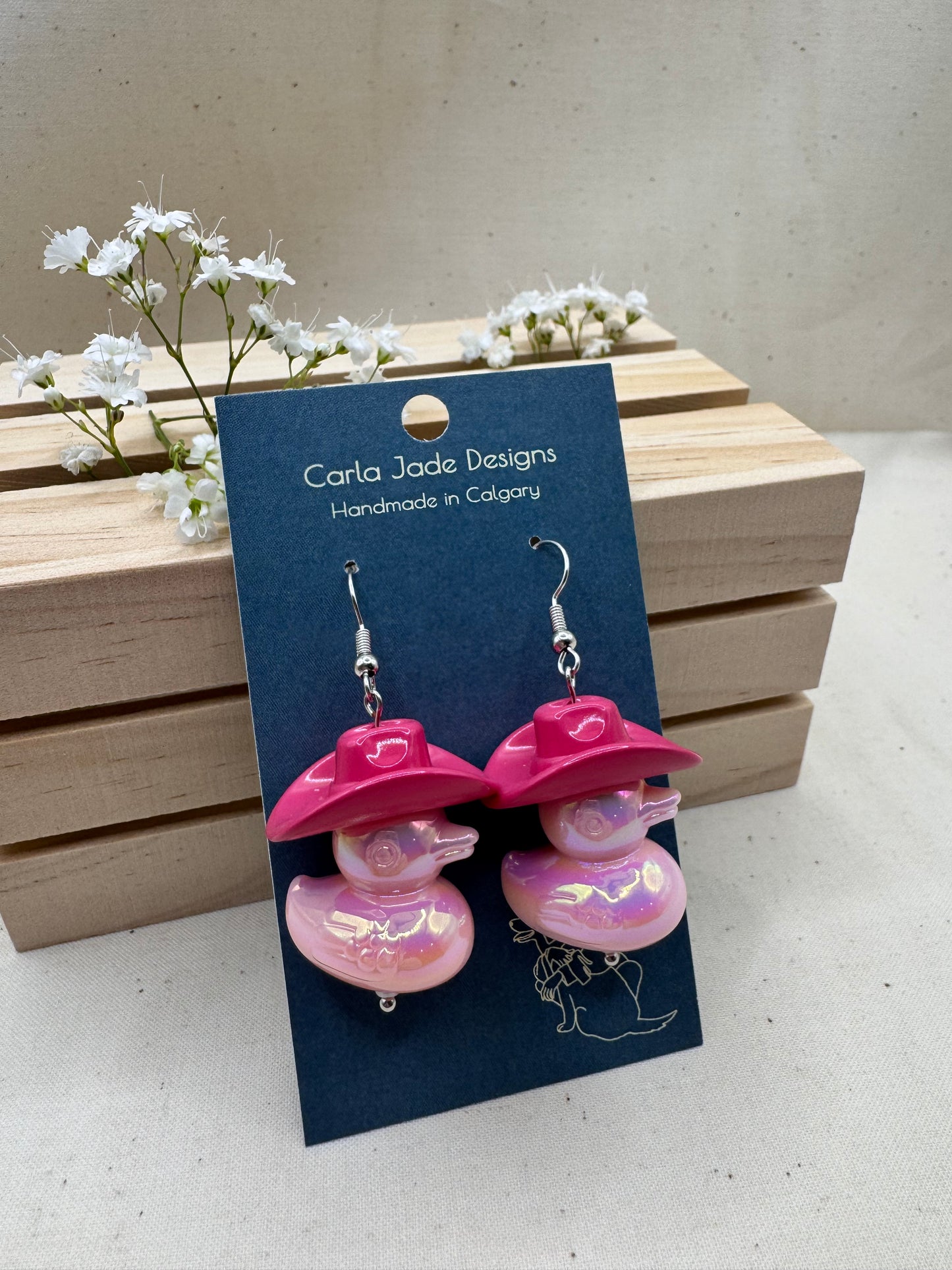 Howdy Duck Earrings - D Pink & L Pink