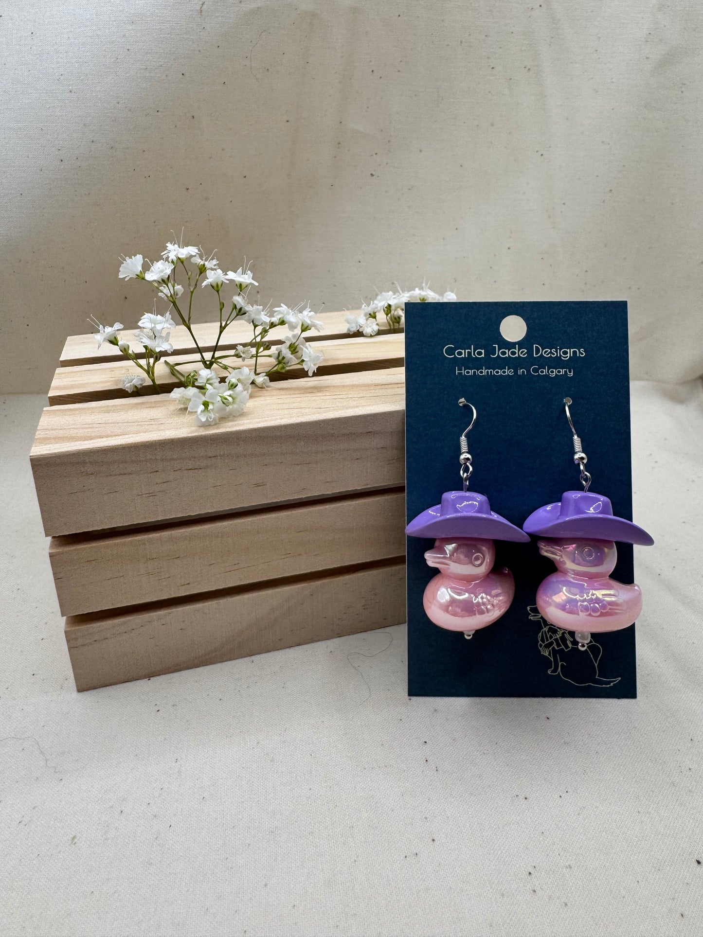 Howdy Duck Earrings - Purple & Pink
