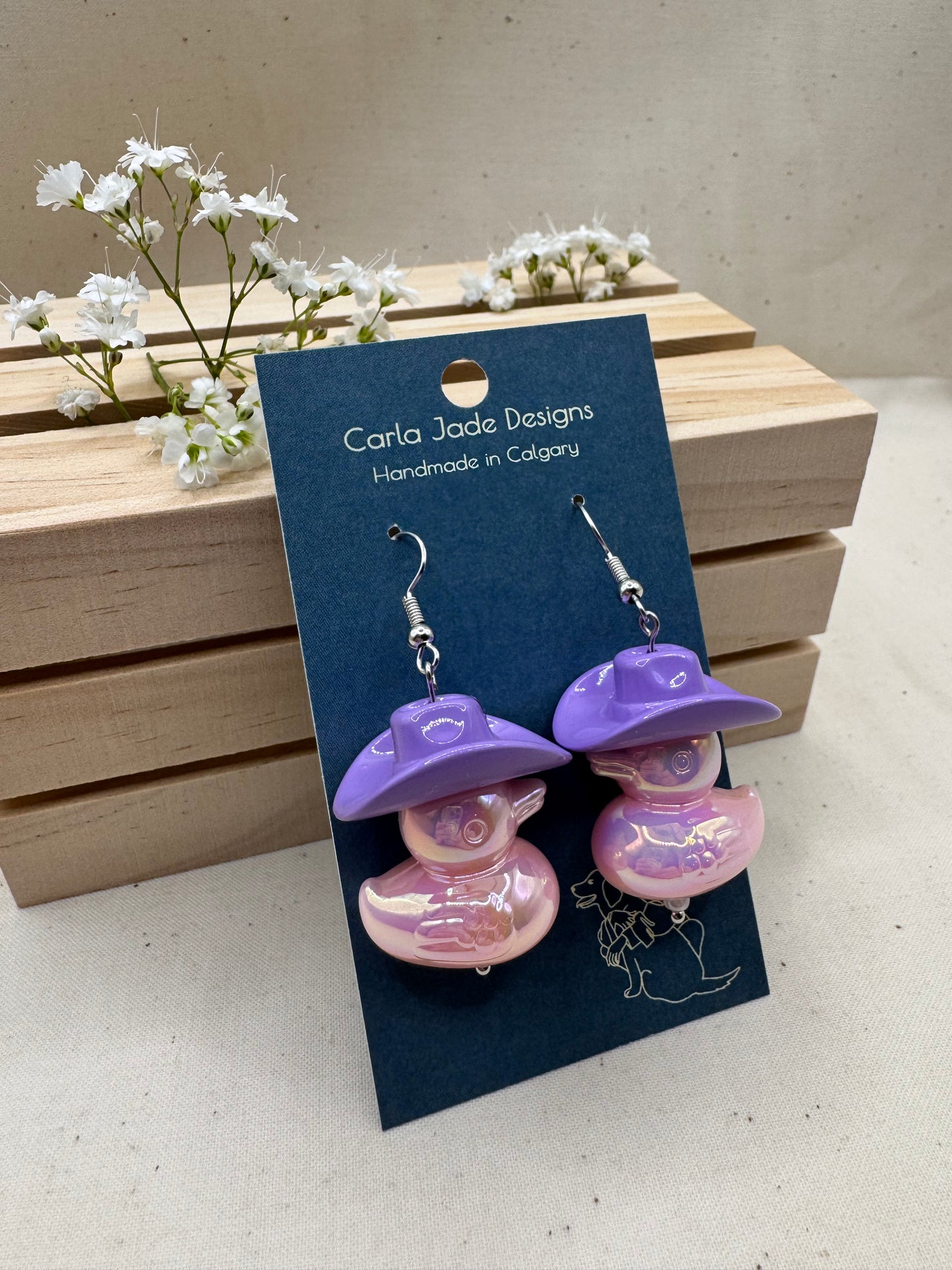 Howdy Duck Earrings - Purple & Pink