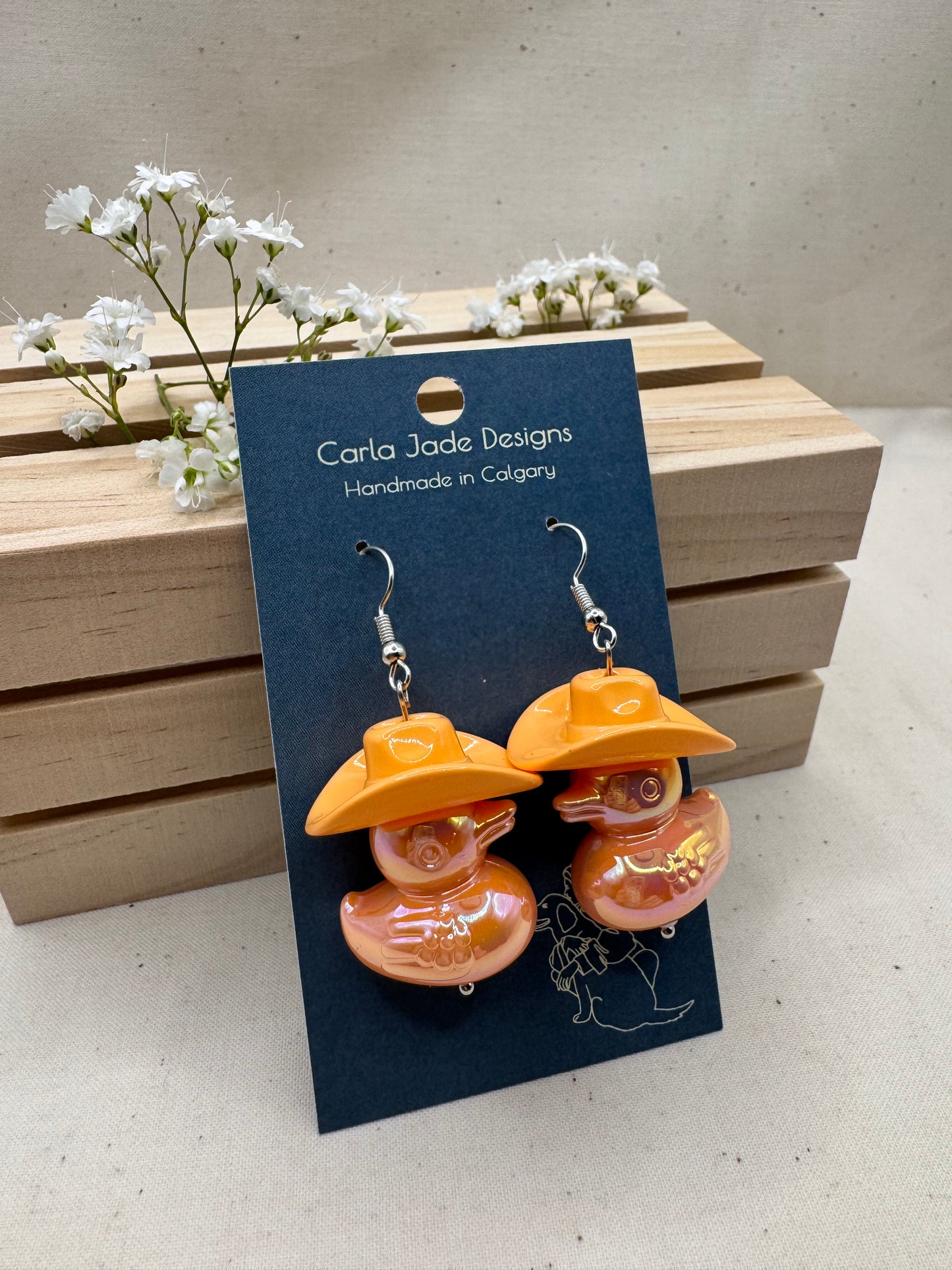 Howdy Duck Earrings - Orange