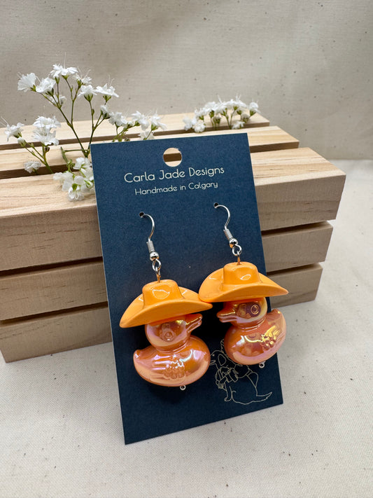Howdy Duck Earrings - Orange
