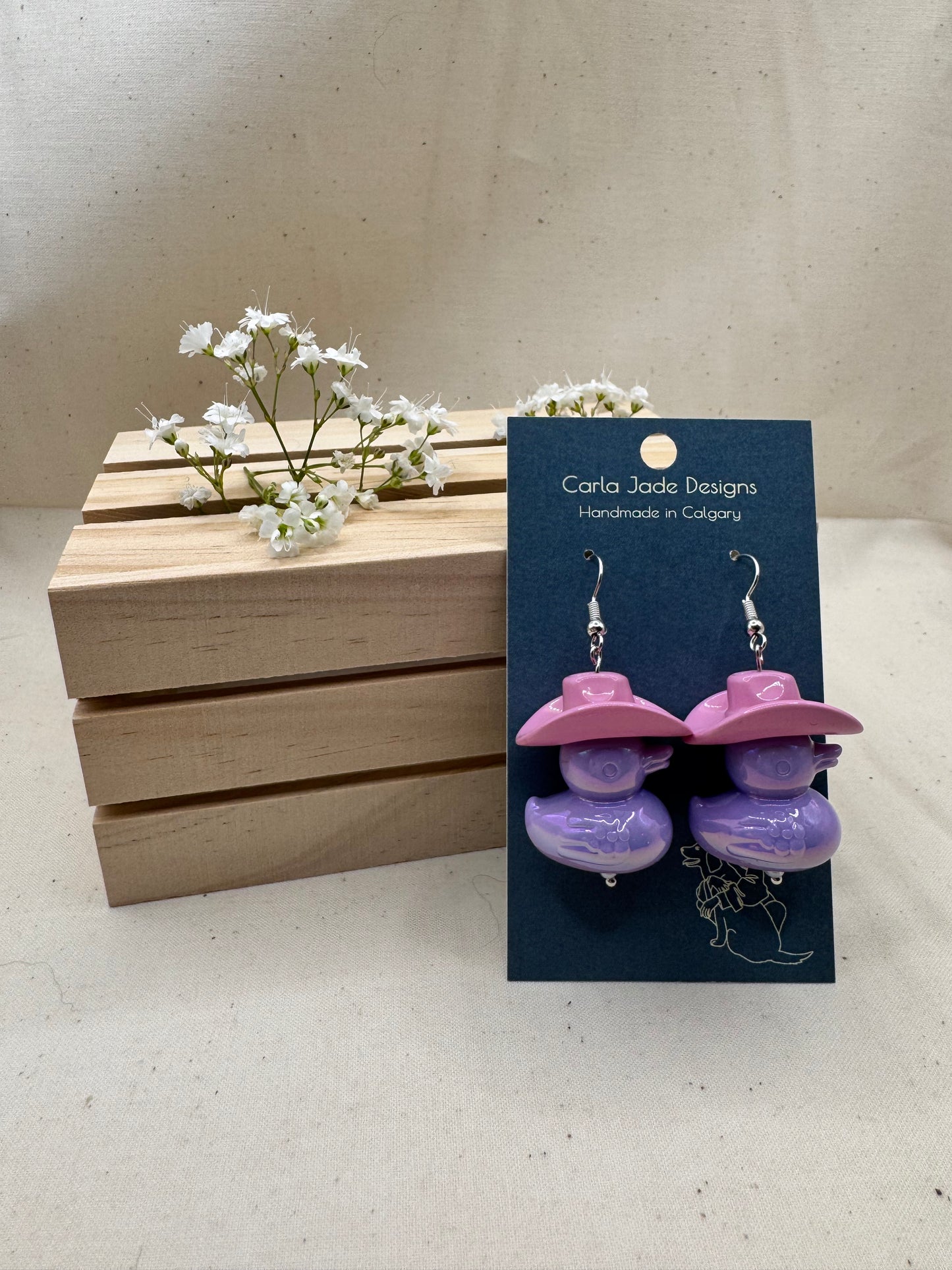 Howdy Duck Earrings - Pink & Purple