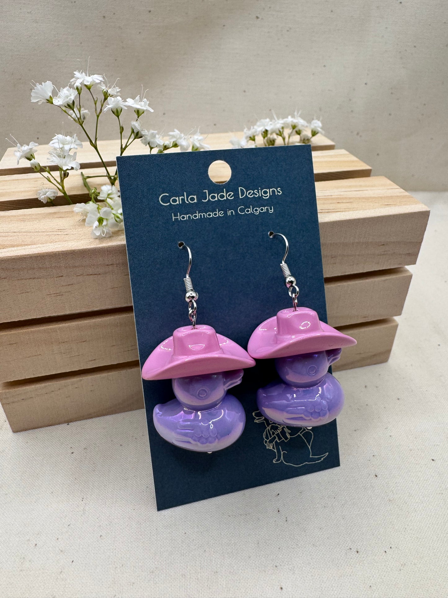 Howdy Duck Earrings - Pink & Purple